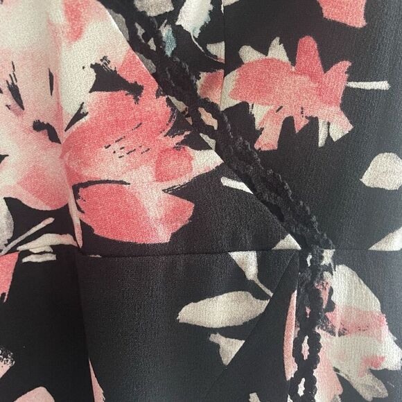 Dress The Population Black Floral Asymmetrical Dress Women’s Sz Large Cocktail - Picture 7 of 7